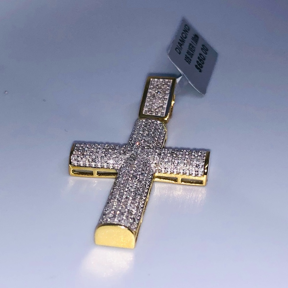 Certified Genuine Real diamond Cross pendant charm Not CZ not fake! 1 CT natural - Picture 9 of 10